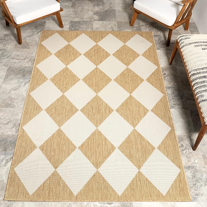 Nuloom Outdoor Performance Collection Sabina Tan/Ivory, High Traffic, Stain by nuLOOM