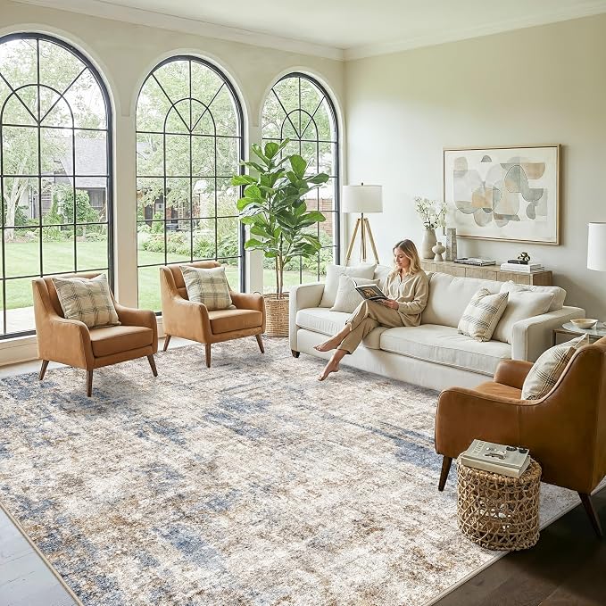 12x12ft Square Living Room Rug – Non-Slip Washable Extra Large Floor Carpet - Image 3