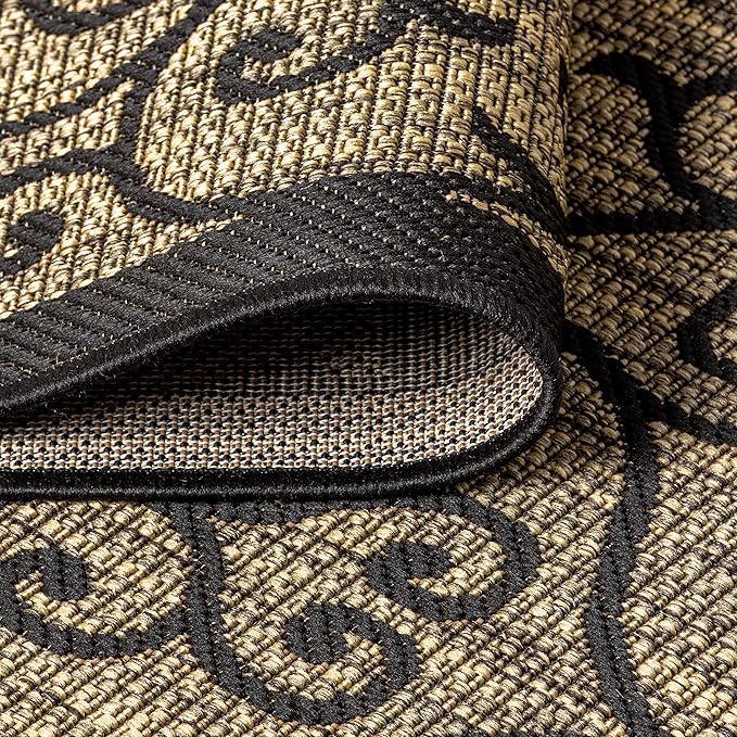 JONATHAN Y Vintage Filigree Indoor Outdoor Area Rug 8X10 Black/Khaki, Madrid - Image 8