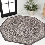 JONATHAN Y Boho Medallion Indoor Outdoor Octagon Area Rug 8 Ft Black/Gray by JONATHANY