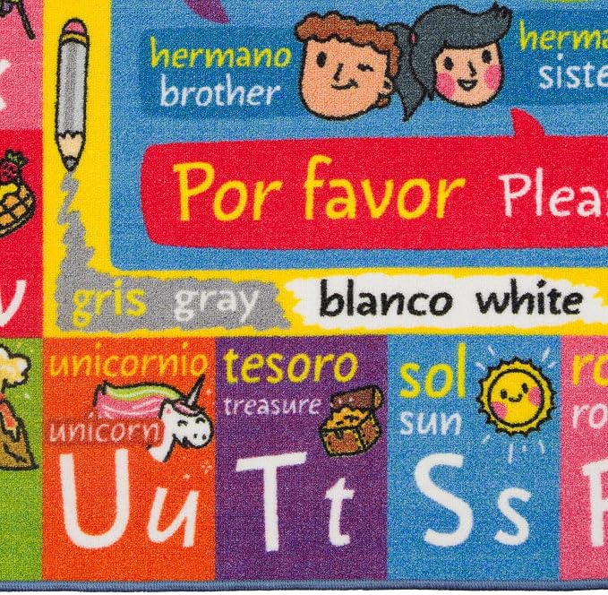 KC Cubs Bilingual Educational Kids Rug – English & Spanish ABC, Colors & - Image 3
