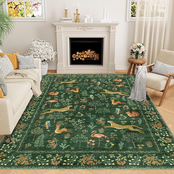 DUKINO 5x7 Rug, Washable Animal Living Room Rug by DUKINO