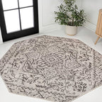 JONATHAN Y Boho Medallion Indoor Outdoor Octagon Area Rug 5 Ft Black/Gray by JONATHANY