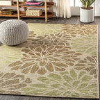 JONATHAN Y Floral Textured Weave Indoor Outdoor Area Rug 6X9 Sage/Brown - Image 3