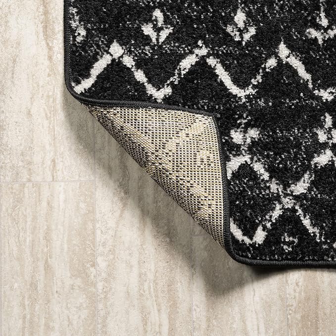 JONATHAN Y Boho Vintage Diamond Black/Ivory Square Area Rug 7X7 ft, Moroccan - Image 5