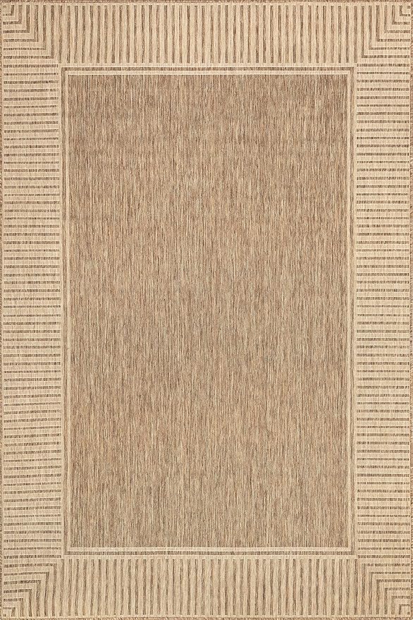 Nuloom Asha Light Brown/Ivory, Striped Border, Soft and Cozy, High Traffic - Image 2