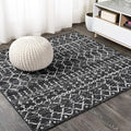 JONATHAN Y Boho Vintage Diamond Black/Ivory Square Area Rug 7X7 ft, Moroccan by JONATHANY
