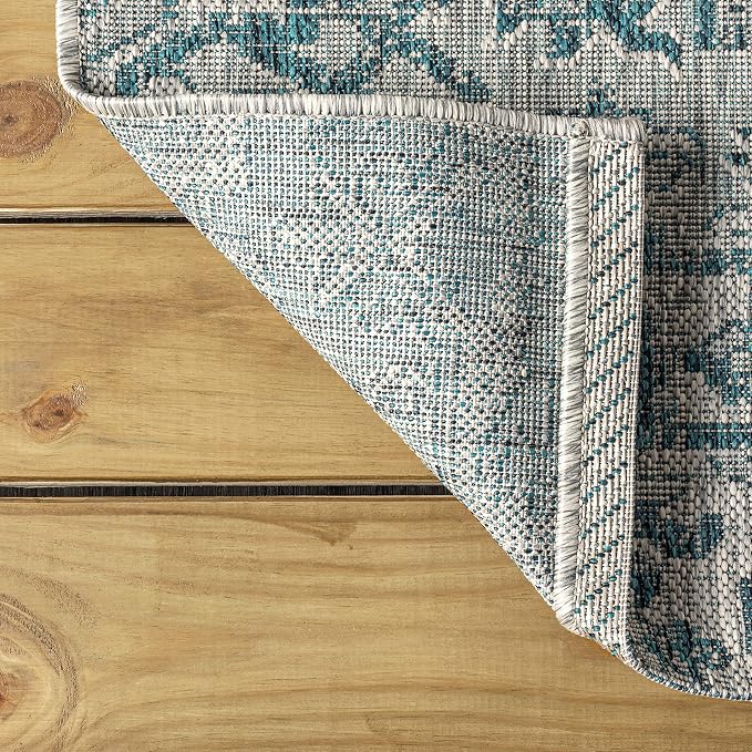 JONATHAN Y Boho Medallion Indoor Outdoor Runner Rug 2X8 Teal/Gray, Estrella - Image 6