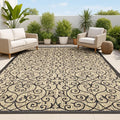 JONATHAN Y Vintage Filigree Indoor Outdoor Area Rug 8X10 Black/Khaki, Madrid by JONATHANY