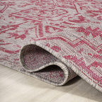 JONATHAN Y Boho Medallion Indoor Outdoor Area Rug 3X5 Light Gray/Fuchsia - Image 5