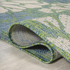 JONATHAN Y Floral Textured Weave Indoor Outdoor Round Area Rug 6 Ft Cream/Green - Image 3