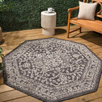 JONATHAN Y Boho Medallion Indoor Outdoor Octagon Area Rug 8 Ft Black/Gray - Image 3