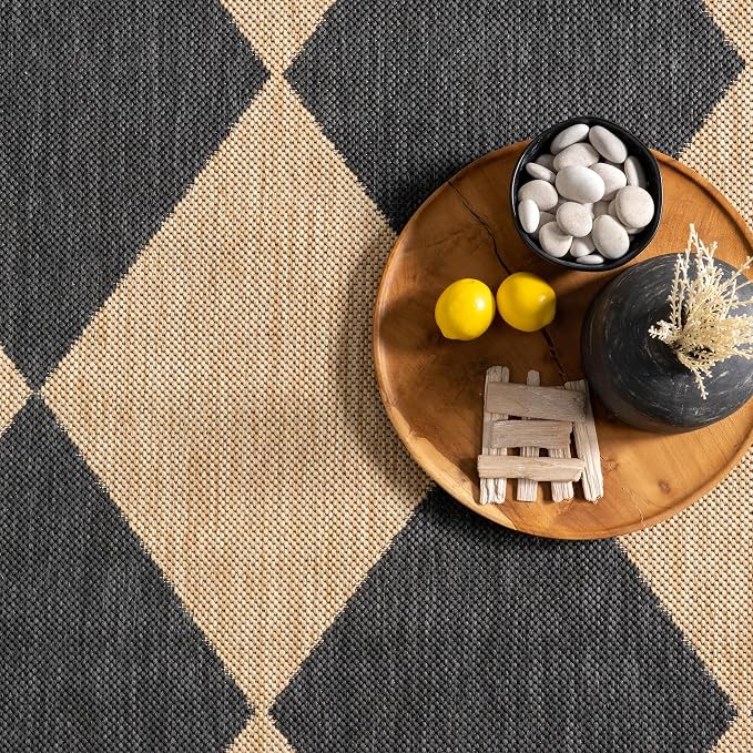 Nuloom Outdoor Performance Collection Sabina Dark Grey/Ivory, High Traffic - Image 6