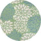 JONATHAN Y Floral Textured Weave Indoor Outdoor Round Area Rug 6 Ft Cream/Green - Image 8