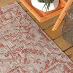 JONATHAN Y Boho Medallion Indoor Outdoor Square Area Rug 9X9 Red/Taupe - Image 7