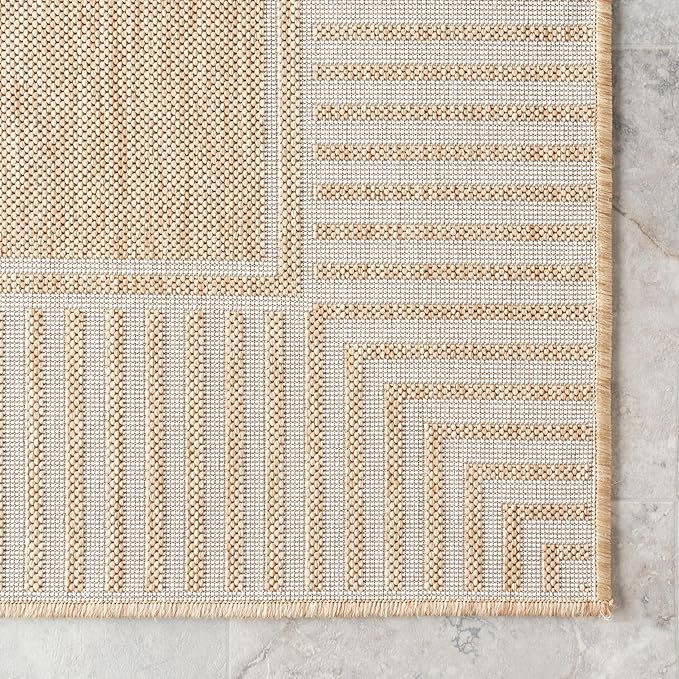 Nuloom Asha Tan/Ivory, Striped Border, Soft and Cozy, High Traffic, Easy Clean - Image 4