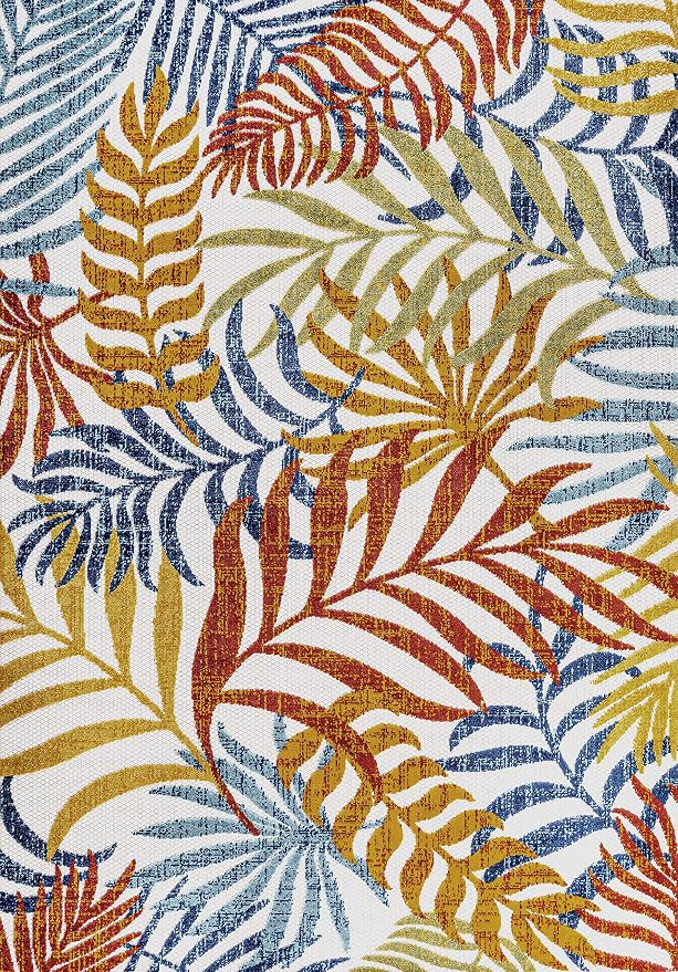 JONATHAN Y Tropics Palm Leaves Indoor Outdoor Area Rug 3X5 Cream/Orange - Image 11