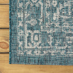 JONATHAN Y Boho Medallion Indoor Outdoor Square Area Rug 4X4 Teal/Gray - Image 6