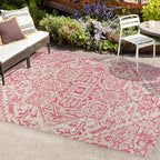 JONATHAN Y Boho Medallion Indoor Outdoor Area Rug 3X5 Light Gray/Fuchsia - Image 3