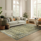 BILEEHOME Olive Green Boho Area Rug 5 x7 by BILEEHOME