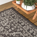 JONATHAN Y Boho Medallion Indoor Outdoor Square Area Rug 5X5 Black/Gray - Image 8