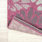 JONATHAN Y Floral Textured Weave Indoor Outdoor Runner Rug 2X8 Fuchsia/Light - Image 5