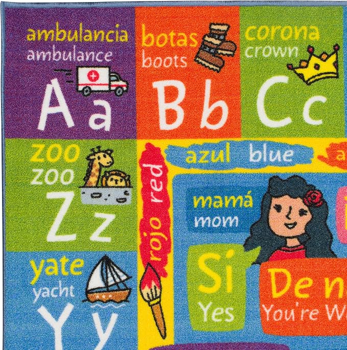 KC Cubs Bilingual Educational Kids Rug – English & Spanish ABC, Colors & - Image 4
