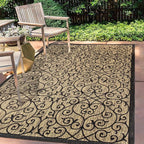 JONATHAN Y Vintage Filigree Indoor Outdoor Area Rug 8X10 Black/Khaki, Madrid - Image 3