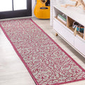 JONATHAN Y Vintage Filigree Indoor Outdoor Runner Rug 2X8 Light Gray/Fuchsia by JONATHANY