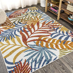 JONATHAN Y Tropics Palm Leaves Indoor Outdoor Area Rug 4X6 Cream/Orange - Image 5